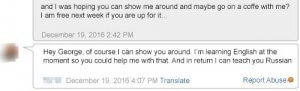 This girl wanted me to teach her English. Screenshot for Russian cupid review