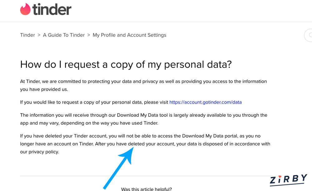 Tinder personal data rules